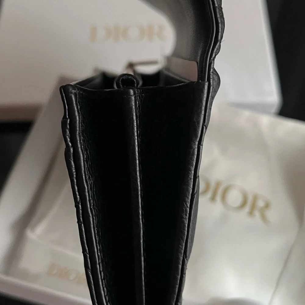 Dior Black Quilted Wallet with Gold Accents